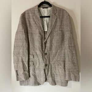 Brooks Brothers Plaid Regent Fit Linen Blazer Suit Jacket Size 44L